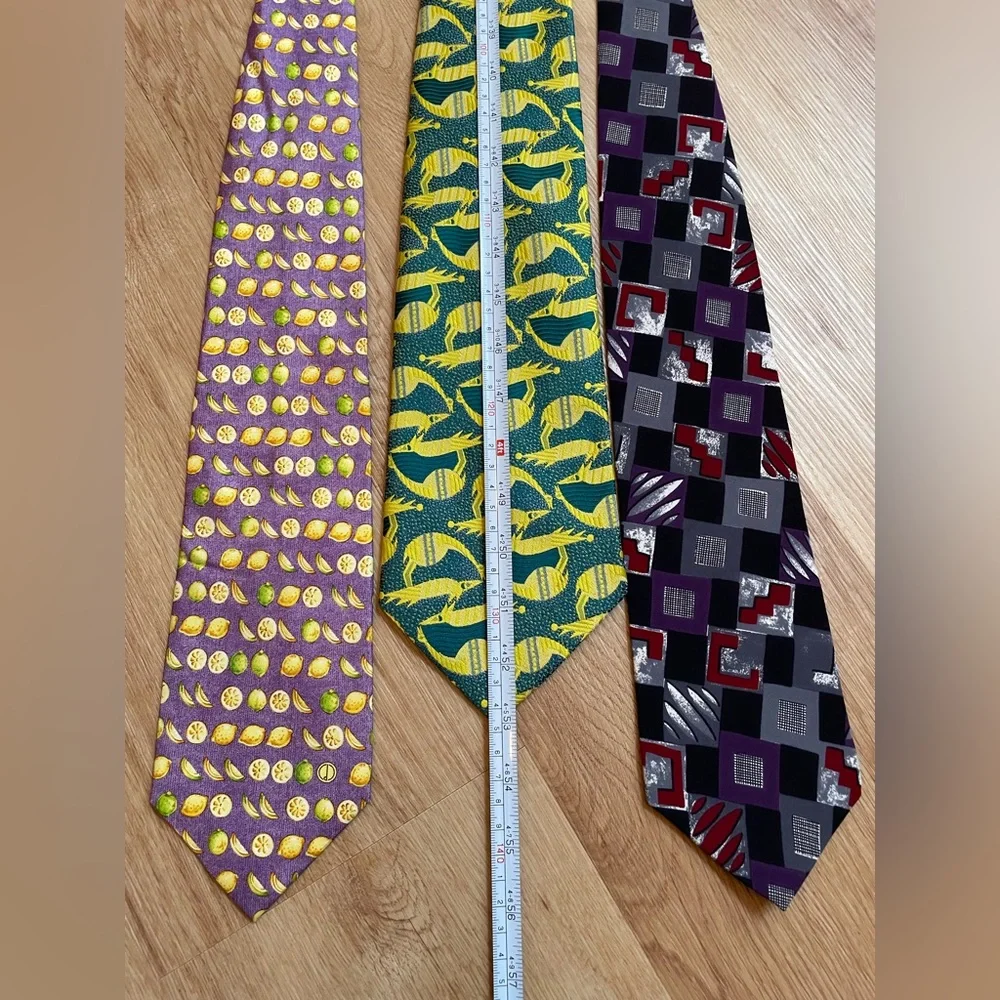 Bundle lot of 3 men’s ties Dunhill Liebert Via Veneto silk vintage tie fruit